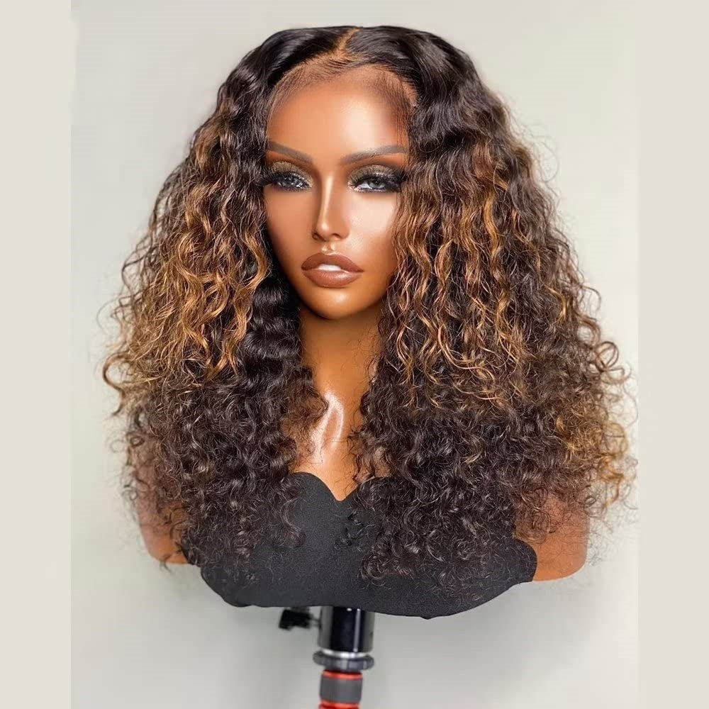 13X4/13X6 TRANSPARENT LACE FRONT HUMAN HAIR WIG HIGHLIGHT CURLY