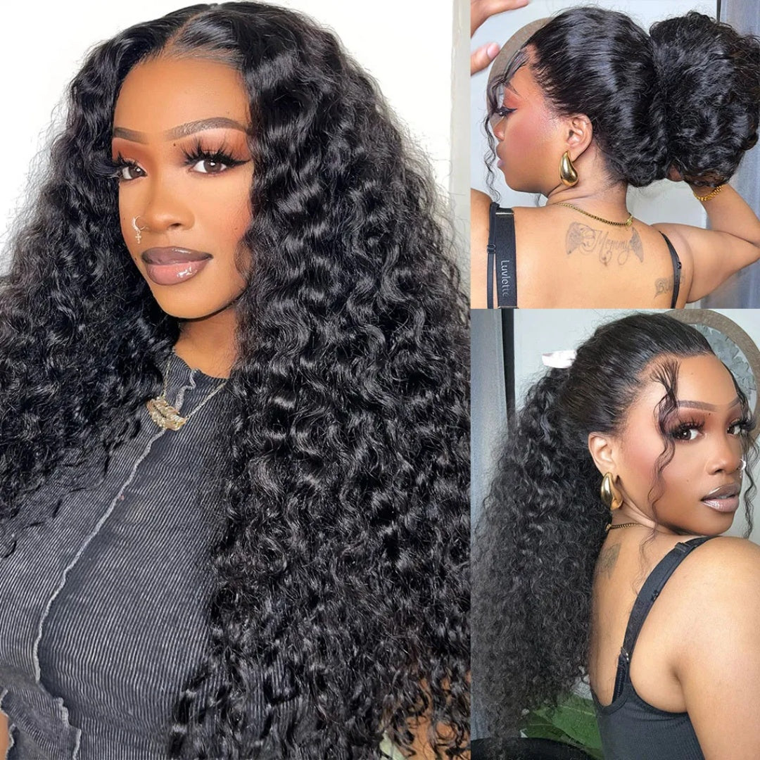 Upgrade 370 Fitted Cap Invisi-Strap HD Lace Preplucked Hairline Wig  Deep Wave
