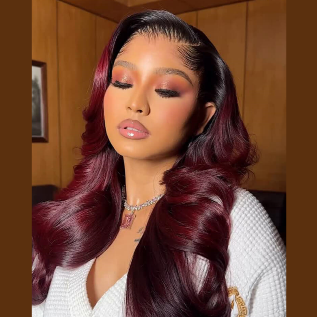 “M” Shape  Hairline 13X4/13X6 Transparent Lace Front Wig Ombre Colored Body Wave