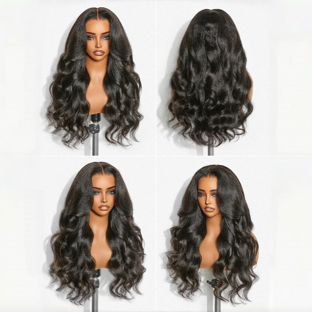 BYE-BYE KNOTS 13X6 HD LACE FRONTAL SUPER PRE-PLUCKED WIG /  KINKY BODY WAVE
