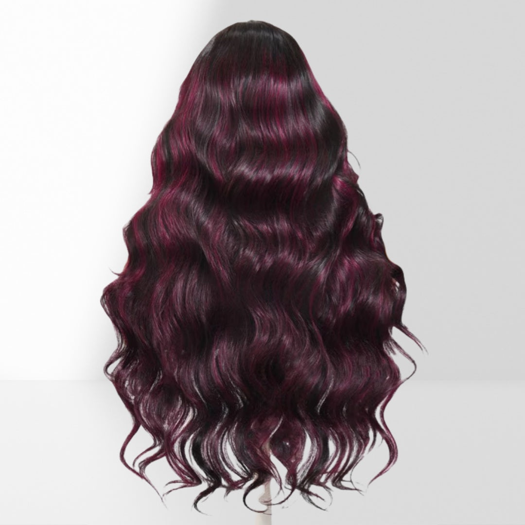 13X4/13X6 TRANSPARENT LACE FRONT 99J BURGUNDY BODY WAVE WIG