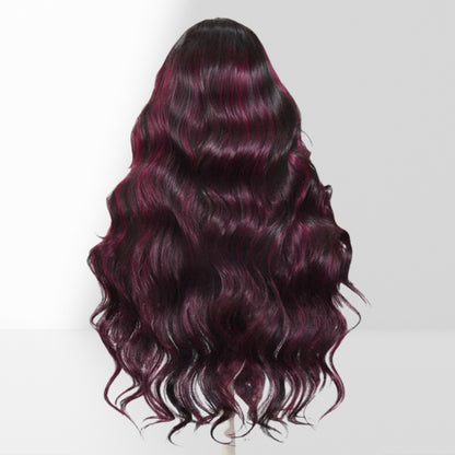 13X4/13X6 TRANSPARENT LACE FRONT 99J BURGUNDY BODY WAVE WIG