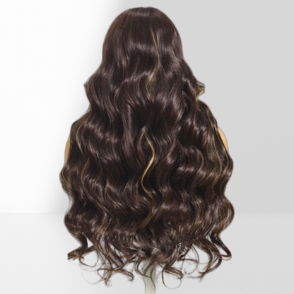 HD LACE 3D Dome Cap 9x6 Super Preplucked with Drawstring Wig Highlight Brown Body Wave