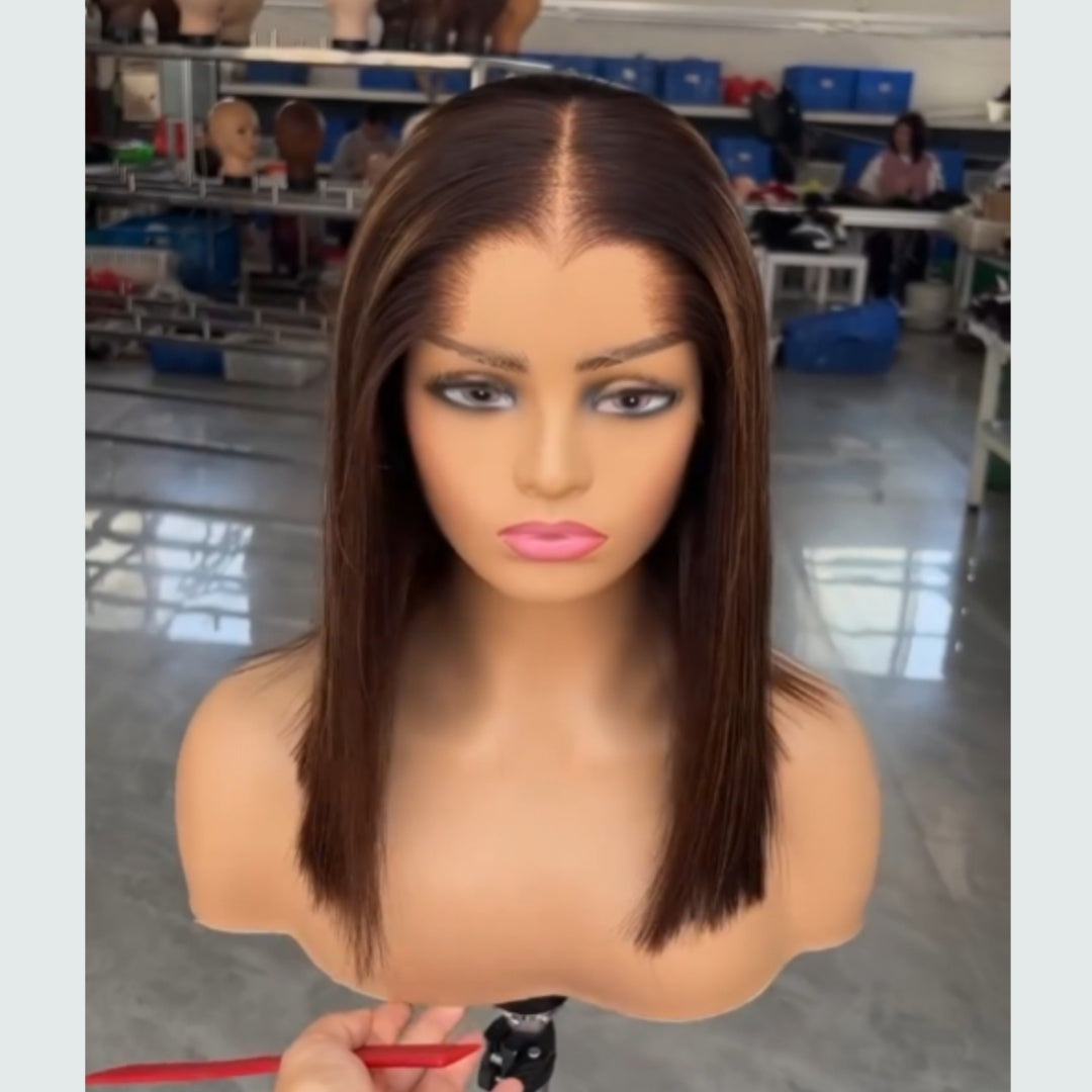 “M” Shape  Hairline 13X4/13X6 Transparent Lace Front Wig Highlight Straight BOB
