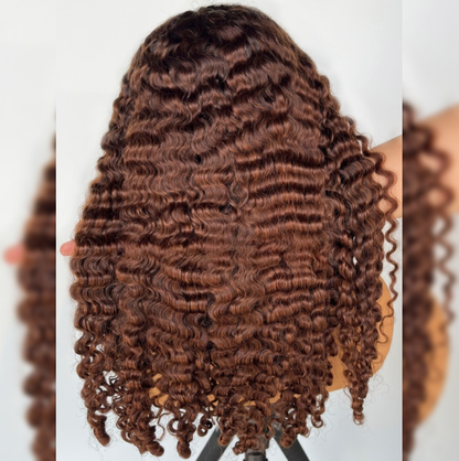 HD LACE 3D Dome Cap 9x6 Super Preplucked with Drawstring Wig Brown Burmese Curly