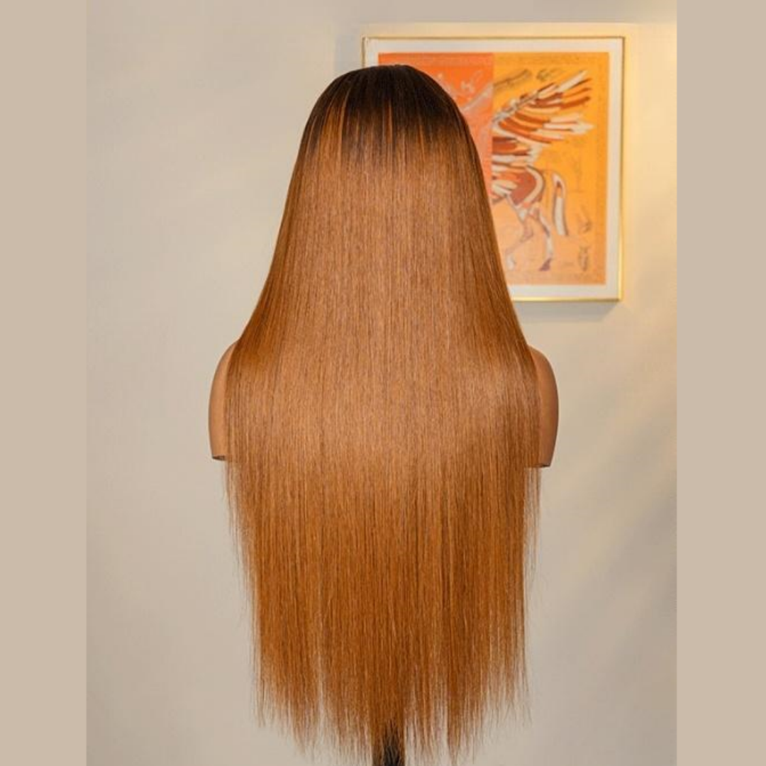 “M” Shape  Hairline 13X4/13X6 Transparent Lace Front Wig Ombre Colored Straight