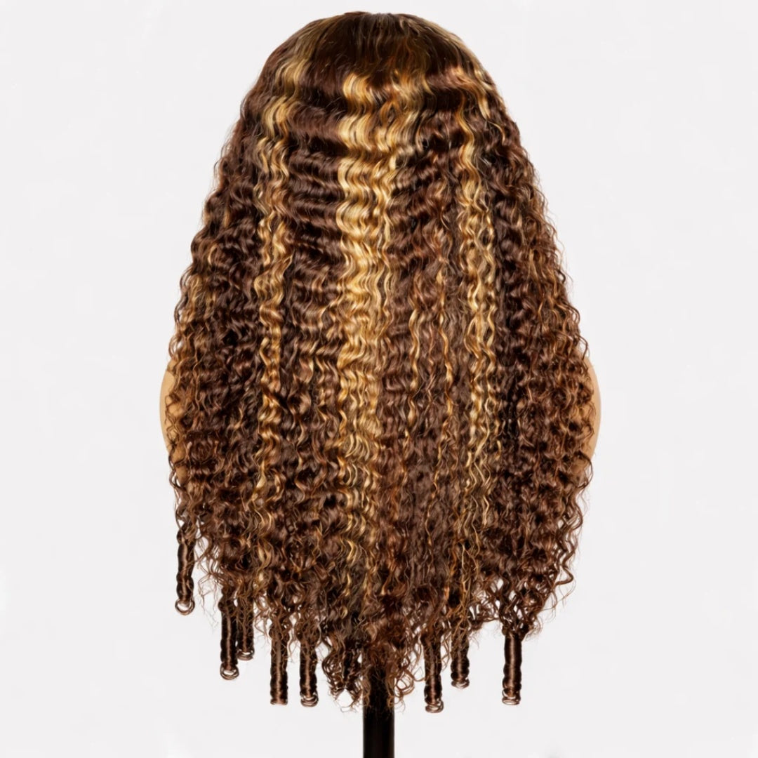 BYE-BYE KNOTS 13X6 HD LACE FRONTAL SUPER PRE-PLUCKED WIG /  P4/27 HIGHLIGHT BURMESE CURLY