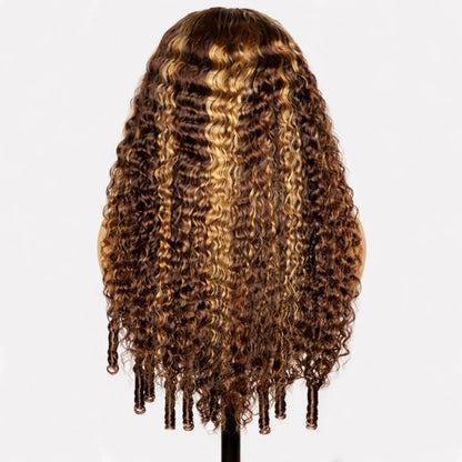 BYE-BYE KNOTS 13X6 HD LACE FRONTAL SUPER PRE-PLUCKED WIG /  P4/27 HIGHLIGHT BURMESE CURLY