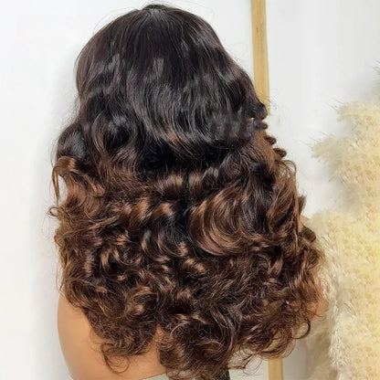 4X4/13X4 LACE FRONT HUMAN HAIR 250% DENSITY OMBRE WAVY WIG