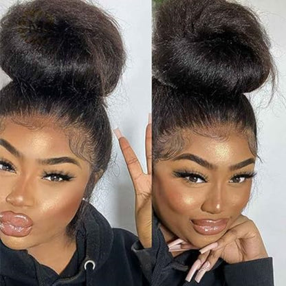 Upgrade 370 Fitted Cap Invisi-Strap HD Lace Preplucked Hairline Wig  Kinky Straight