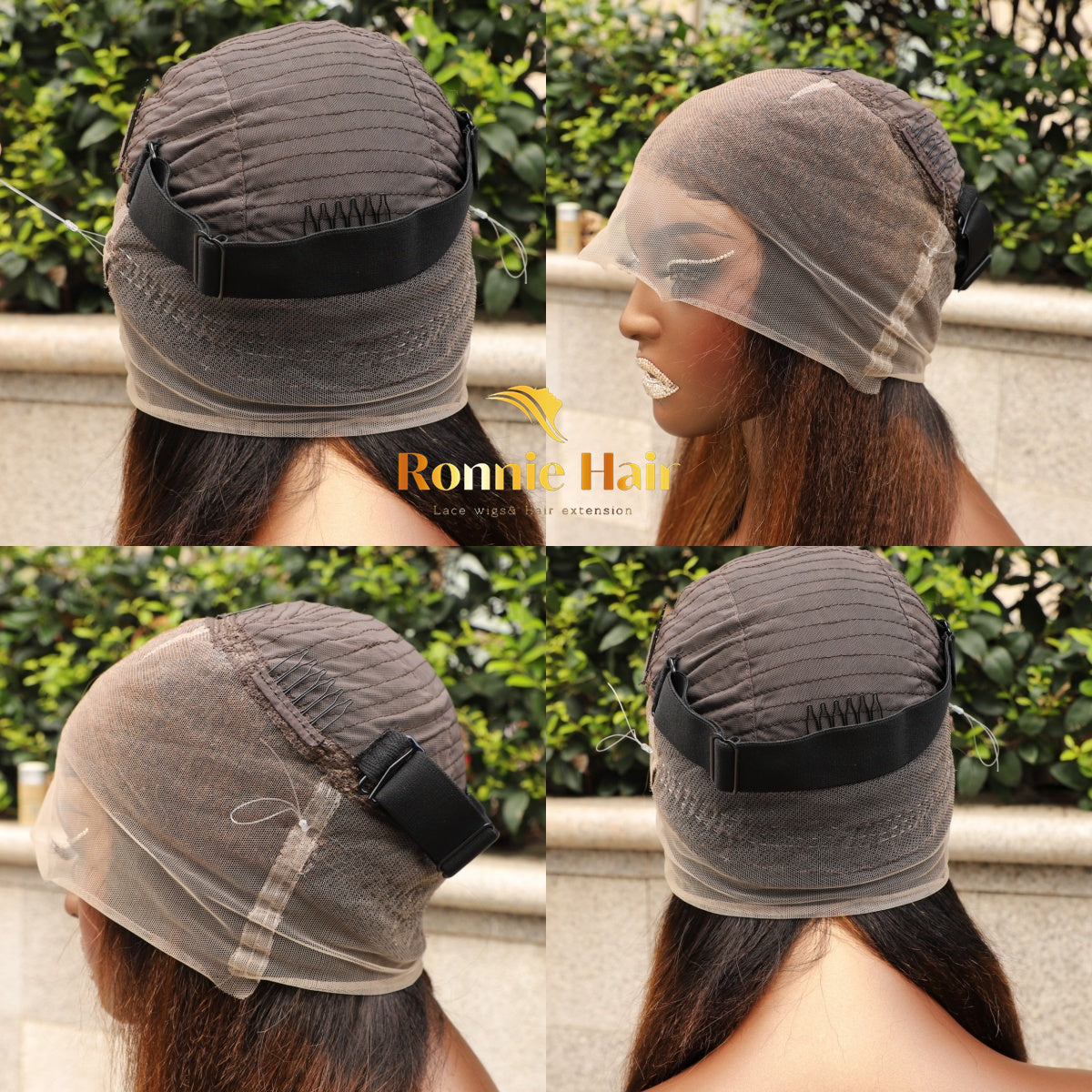 【DEAL】Invisi-Strap 360 Transparent Lace Honey Brown/Blonde Black Roots Wig // Yaki Straight