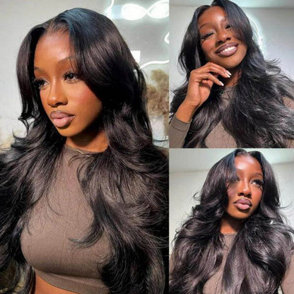 13X4/13X6 LACE FRONT HUMAN HAIR CURTAIN BANGS LAYERED BODY WAVE WIG