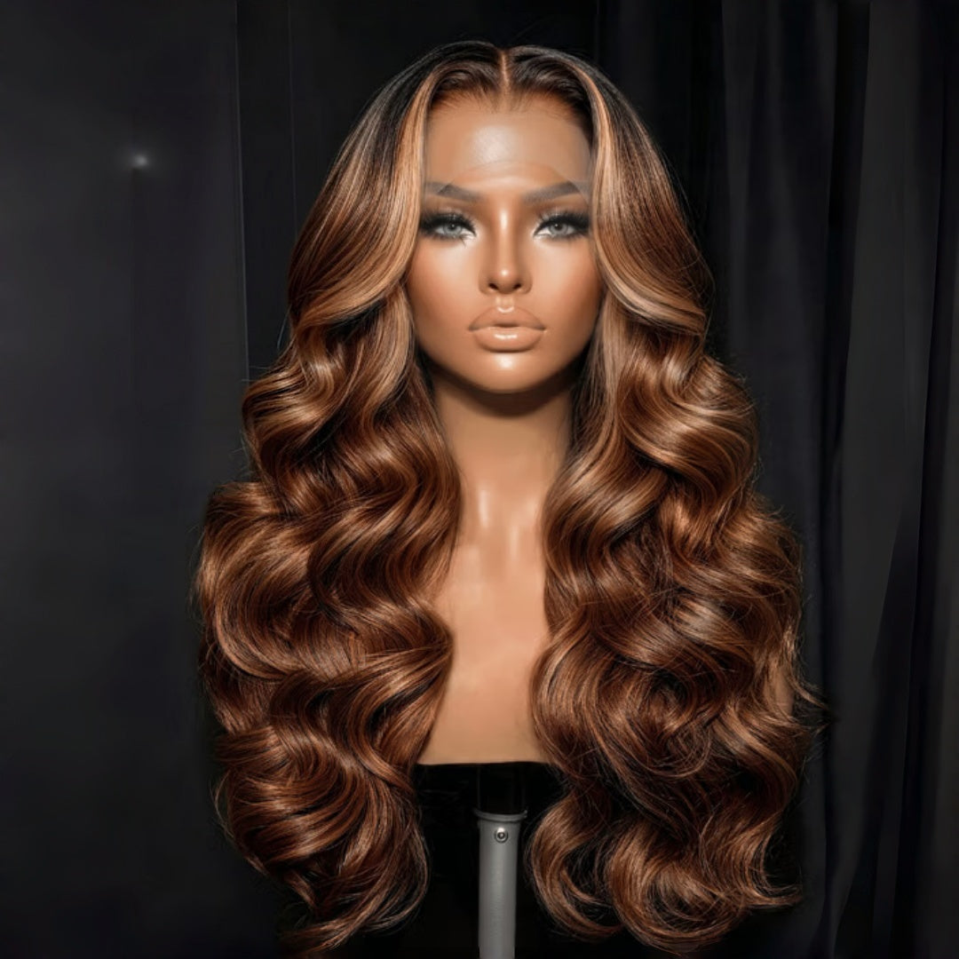 BYE-BYE KNOTS 360 HD LACE FAKE SCALP HIGHLIGH BODY WAVE WIG / Invisi-Strap
