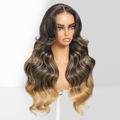 HD LACE 3D Dome Cap 9x6 Super Preplucked with Drawstring Wig Layered Highlight Body Wave