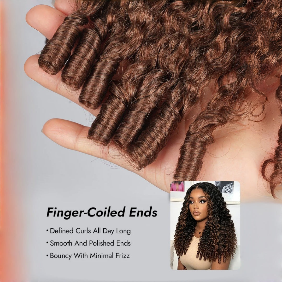 HD LACE 9x6 Lace Parting Super Preplucked Hairline Density Wig Ombre Brown Burmese Curly With Spiral Ends
