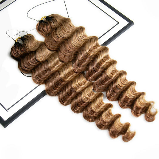 Soft Feather Crochet Braids Hair 100% Human Hair Extensions--#27/30 Loose Deep Wave