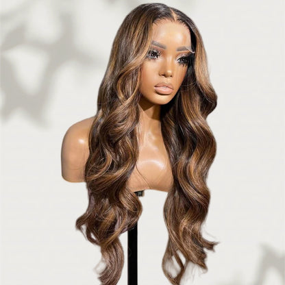 Upgrade 370 Fitted Cap Invisi-Strap HD Lace Preplucked Hairline Wig Ombre Highlight Blonde Body Wave