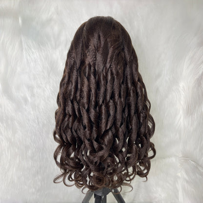 BYE-BYE KNOTS 13X6 HD LACE FRONTAL SUPER PRE-PLUCKED WIG / BROWN YAKI WAVE
