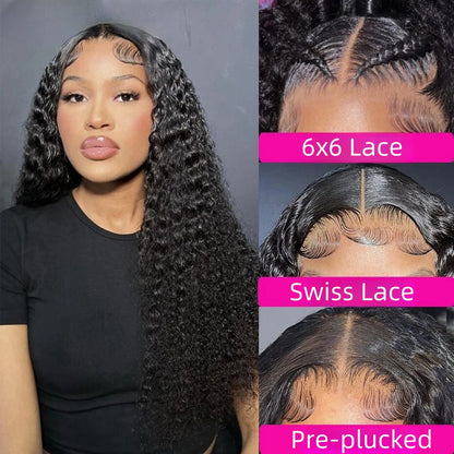 HIGH DENSITY PRE-PLUCKED HD LACE 6X6 LACE CLOSURE WATER WAVE WIG