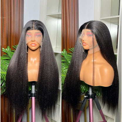 FULL TRANSPAREN/HD LACE PRE-PLUCKED KINKY STRAIGHT HAIR WIG