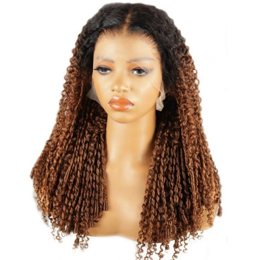 HD Lace 360 Invisi-Strap Wig Ombre Brown Finger Coily Curly
