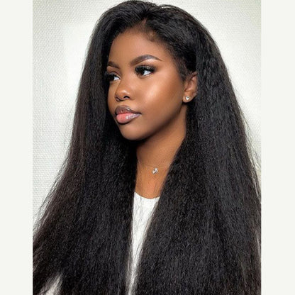 HD Lace 360 Invisi-Strap Wig Kinky Straight with 4C/Curly/Newborn Edge