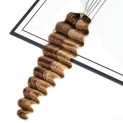 Soft Feather Crochet Braids Hair 100% Human Hair Extensions--#27/30 Loose Deep Wave