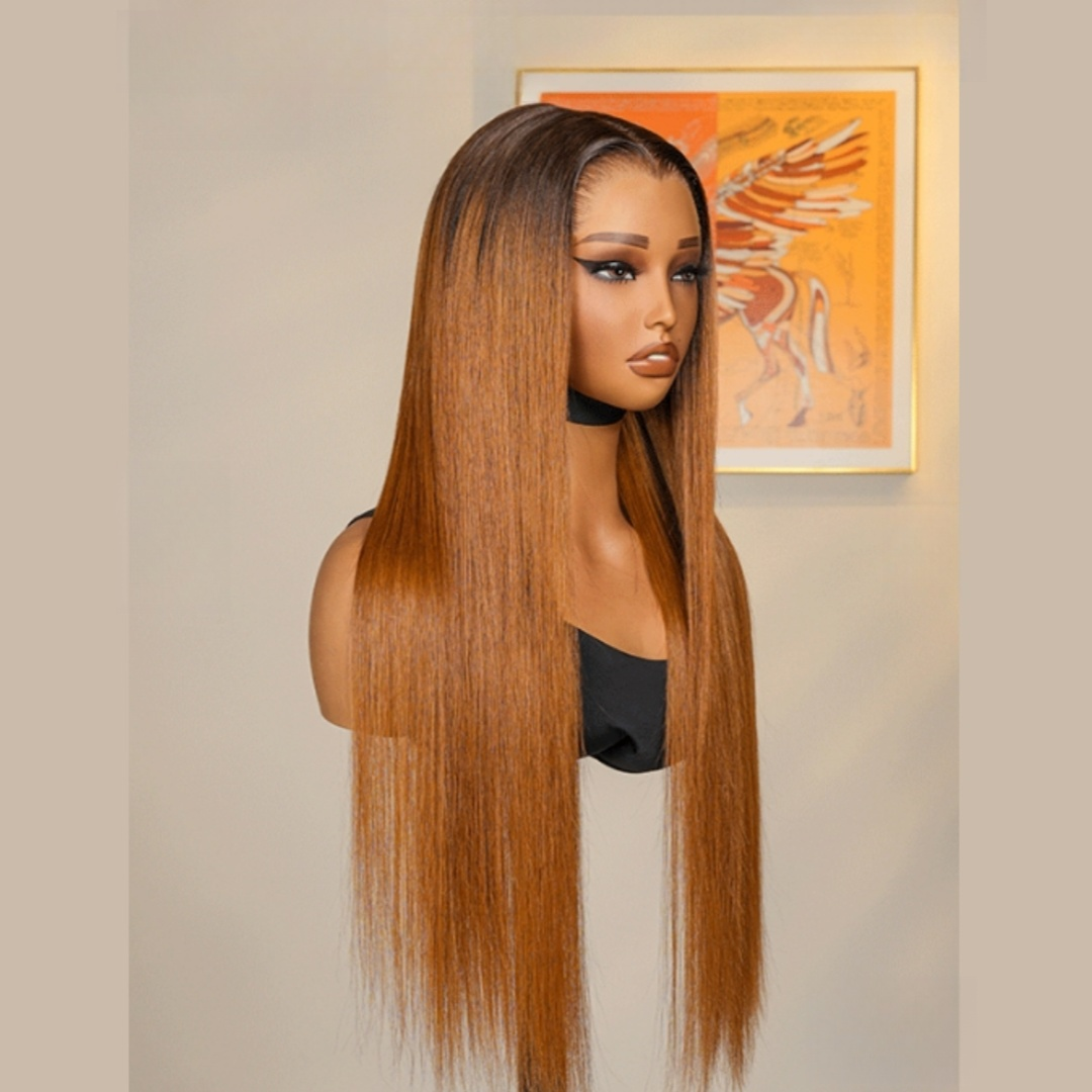 “M” Shape  Hairline 13X4/13X6 Transparent Lace Front Wig Ombre Colored Straight