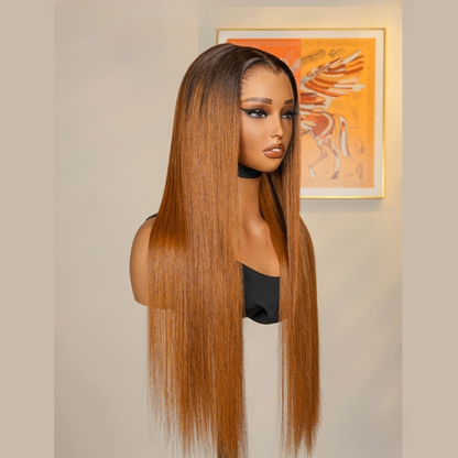 “M” Shape  Hairline 13X4/13X6 Transparent Lace Front Wig Ombre Colored Straight