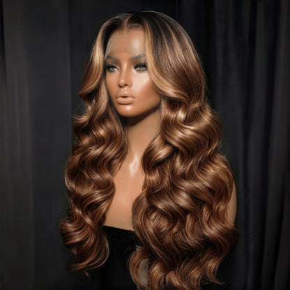 BYE-BYE KNOTS 360 HD LACE FAKE SCALP HIGHLIGH BODY WAVE WIG / Invisi-Strap