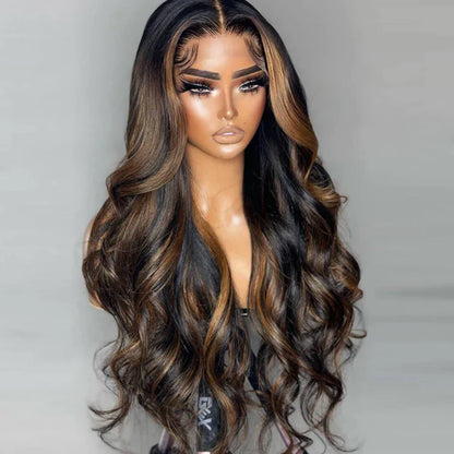 Upgrade 370 Fitted Cap Invisi-Strap HD Lace Preplucked Hairline Wig Highlight Brown Body Wave