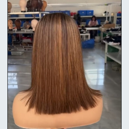 “M” Shape  Hairline 13X4/13X6 Transparent Lace Front Wig Highlight Straight BOB