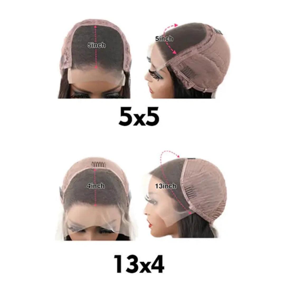 5X5/13X4 LACE FRONT HUMAN HAIR SALT AND PEPPER WAVY WIG