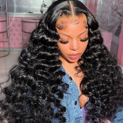 BYE-BYE KNOTS 13X6 HD LACE FRONTAL SUPER PRE-PLUCKED WIG /LOOSE DEEP WAVE