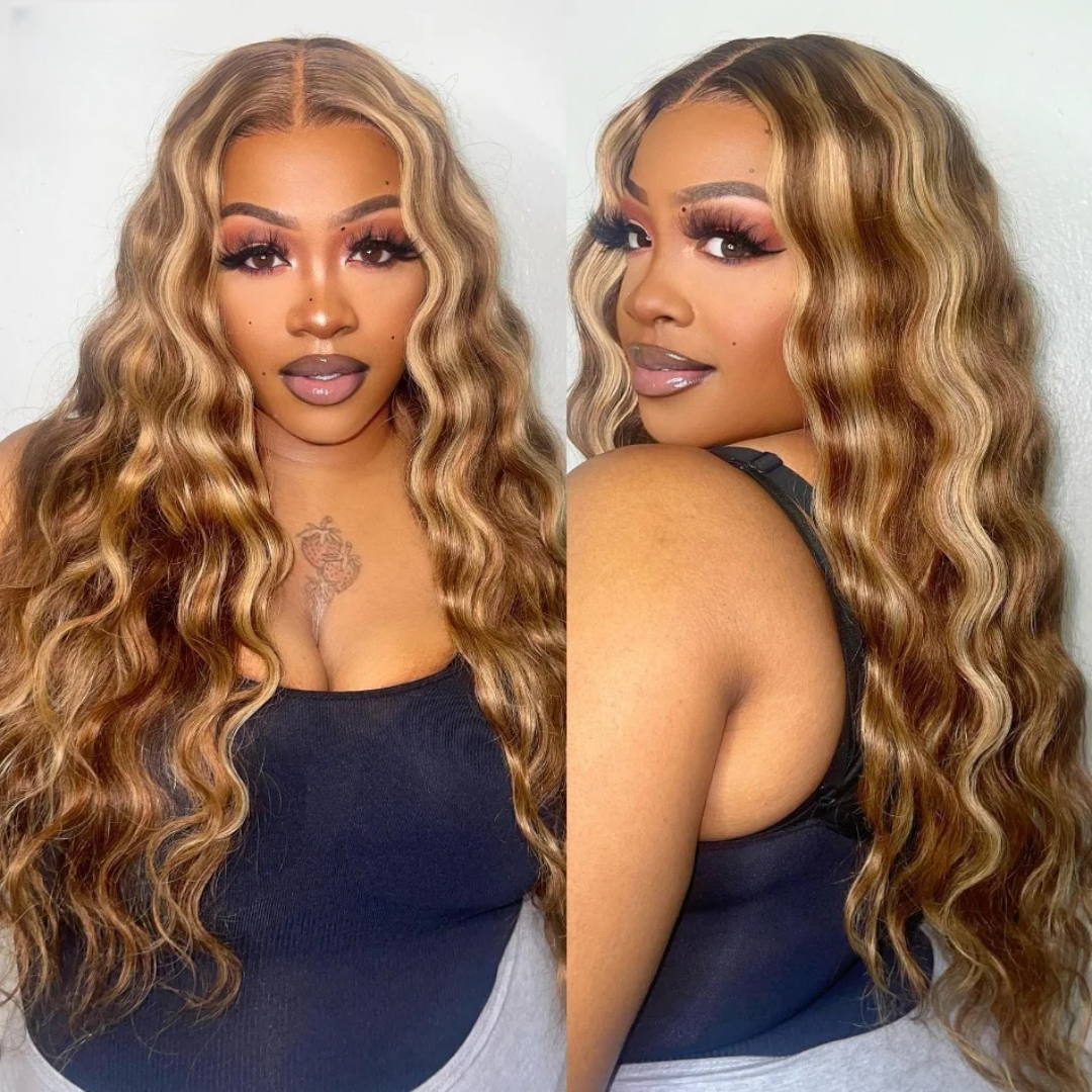 "One Fits All" 9x6 Lace Parting HD LACE Super Preplucked Hairline Body Wave Highlight Wig
