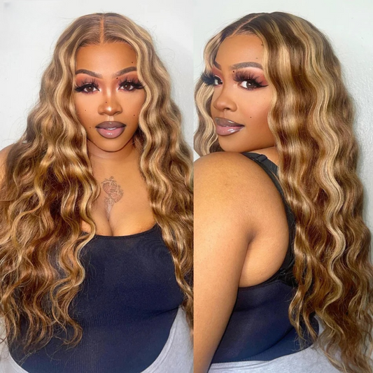 "One Fits All" 9x6 Lace Parting HD LACE Super Preplucked Hairline Body Wave Highlight Wig