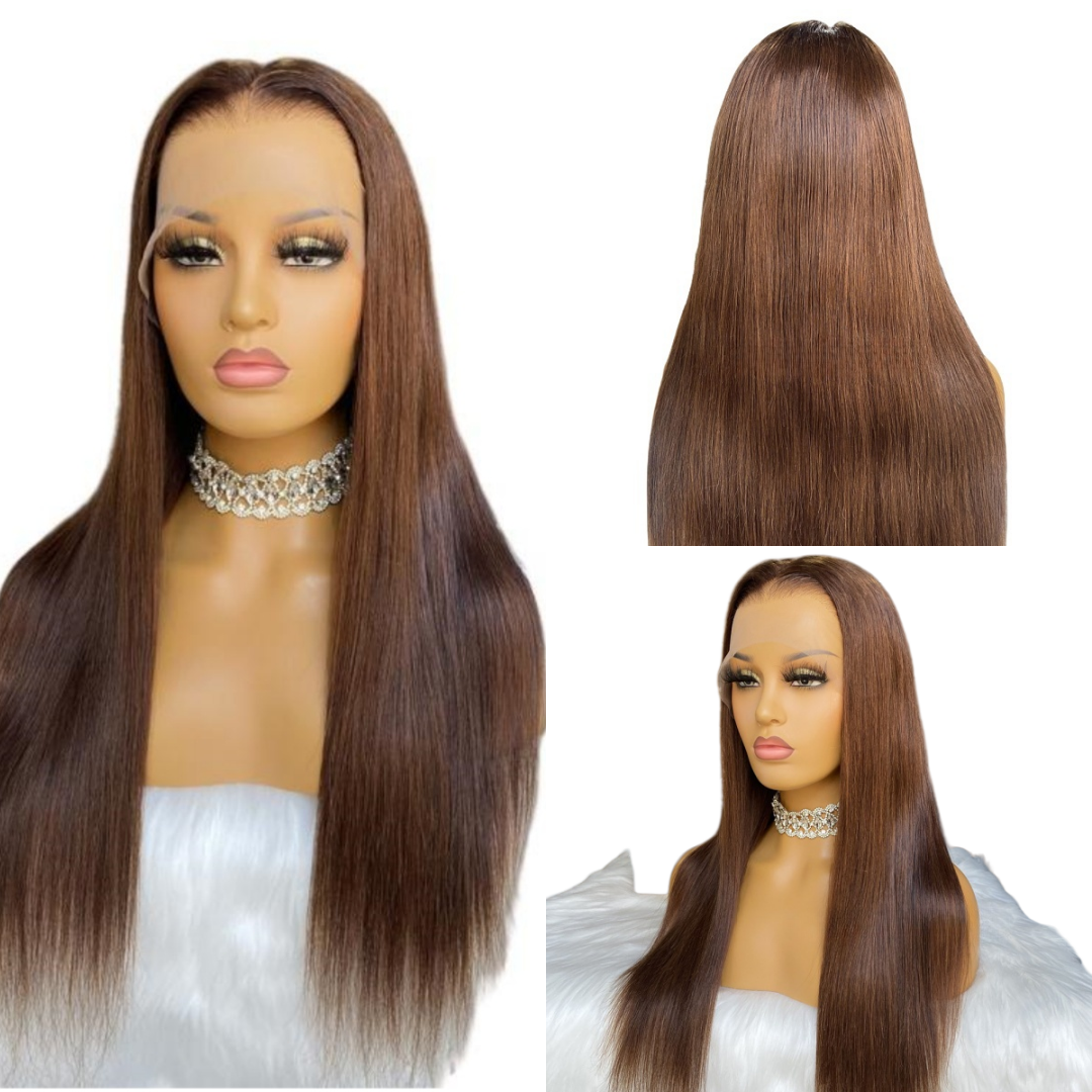 HD Lace Super Pre-plucked Brown Straight Wig