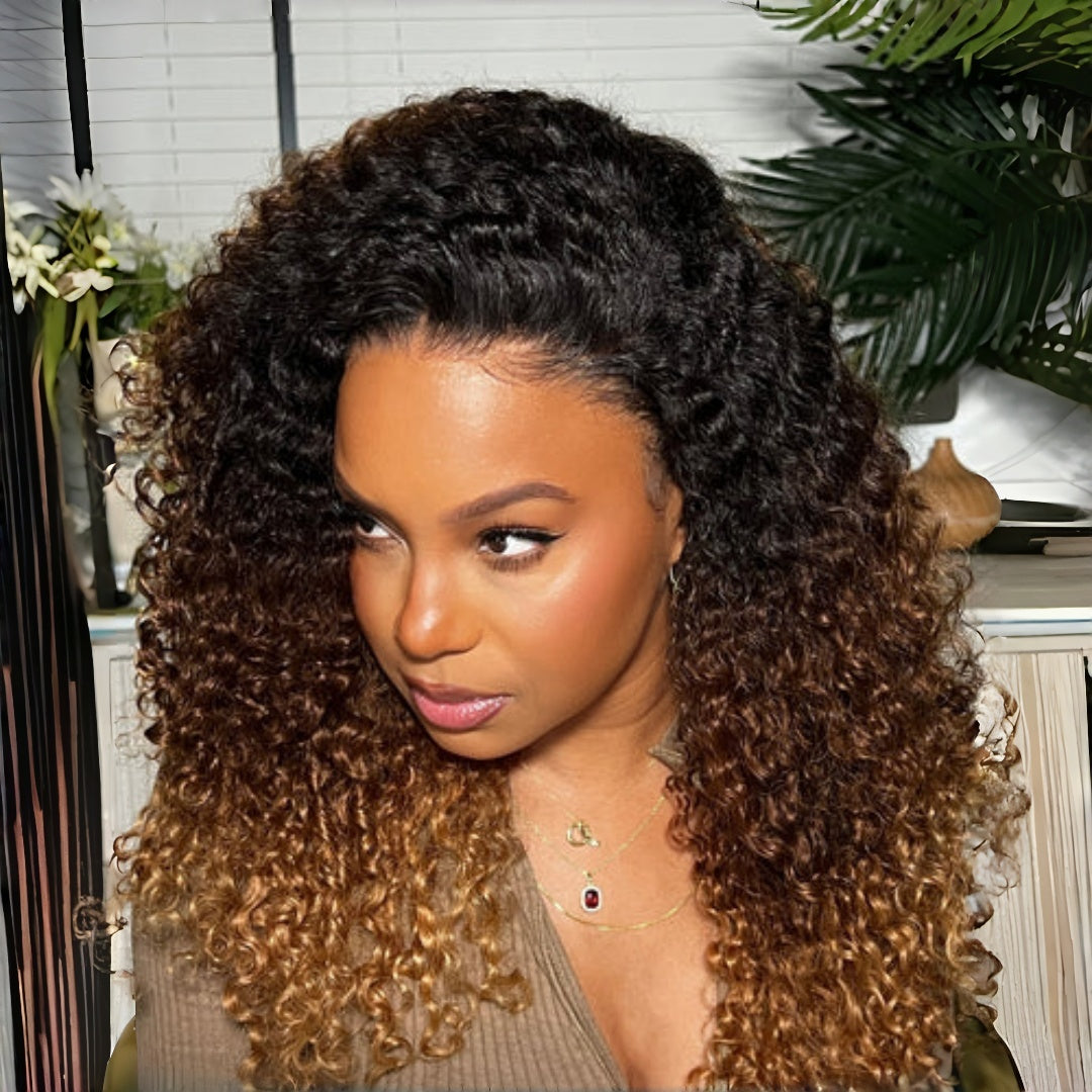 13X6  FIT 2.0 HD LACE FRONT SUPER PRE-PLUCKED WIG / OMBRE BROWN/BLONDE JERRY CRULY