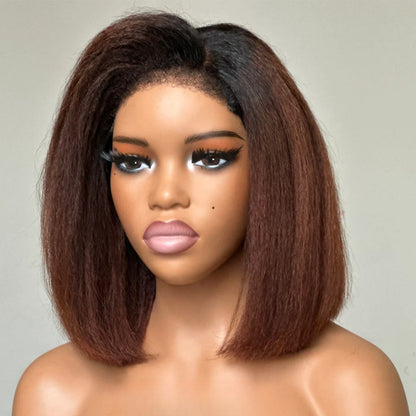 【DEAL】13X6 TRANSPARENT/HD LACE KINKY EDGES OMBRE COLOR  KINKY BOB WIG
