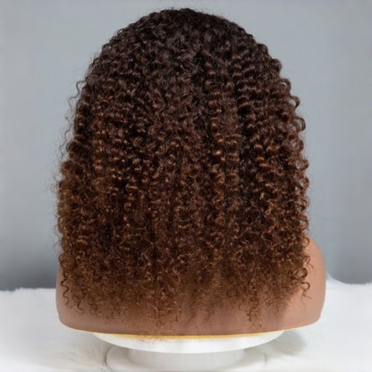 Brown Curly Headband Wig Glueless Human Hair Wig