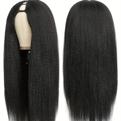V Part Wig Kinky Straight Glueless Human Hair Wig