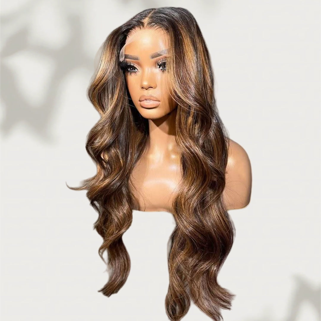 Upgrade 370 Fitted Cap Invisi-Strap HD Lace Preplucked Hairline Wig Ombre Highlight Blonde Body Wave