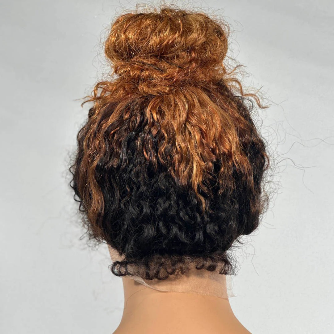 13X6 TRANSPARENT/HD LACE CURLY EDGES OMBRE COLOR CURLY WIG