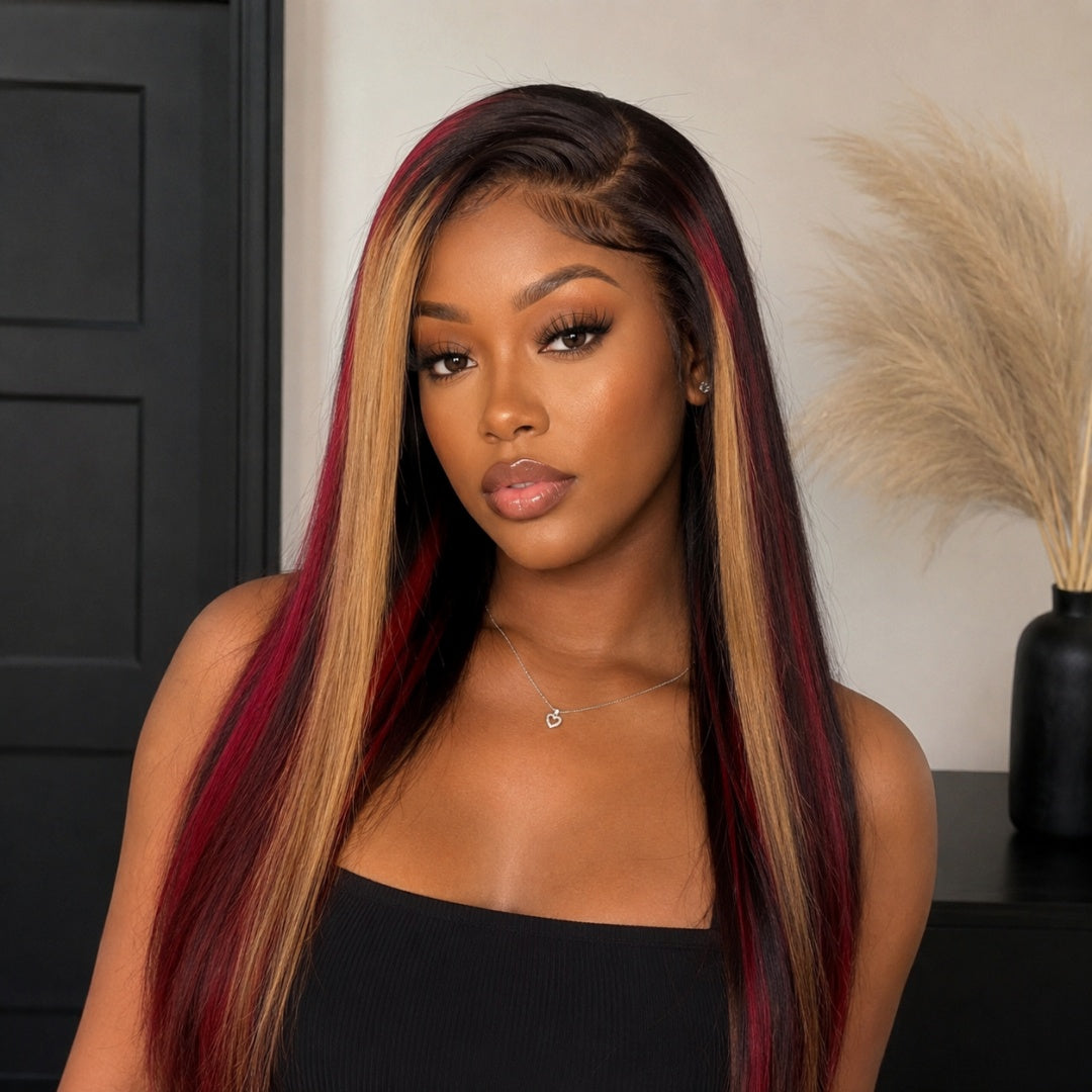 13X4/13X6 Full Frontal Transparent Lace Highlight Color Straight Wig