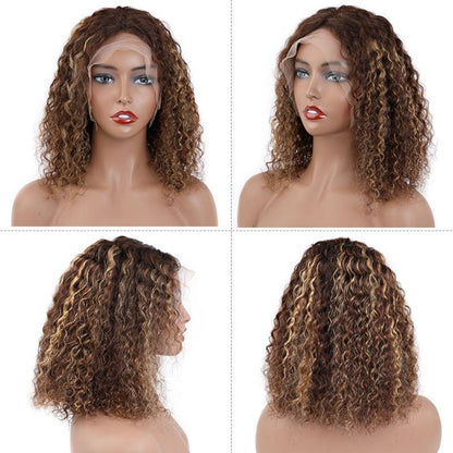 13X4/13X6 PRE-PLUCKED LACE FRONT HIGHLIGHT CURLY BOB WIG