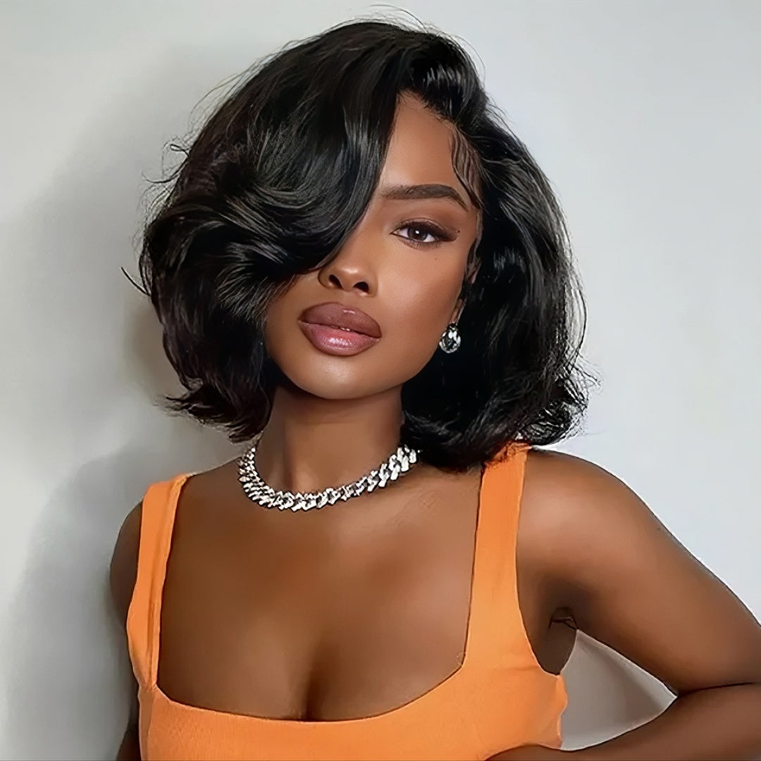 13X4/13X6 LACE FRONT HUMAN HAIR LAYERED CUT SHORT BOB WIG