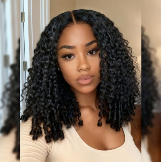 HD FULL LACE (WITHOUT MESH) INVISI-STRAP JERRY CURLY WITH FINGER COIL ENDS  WIG