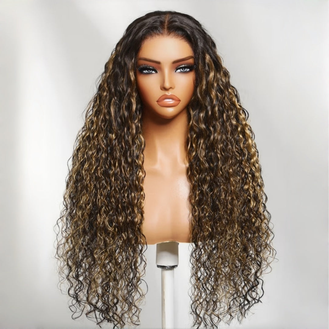 HD LACE 3D Dome Cap 9x6 Super Preplucked with Drawstring Wig Highlight Water Wave