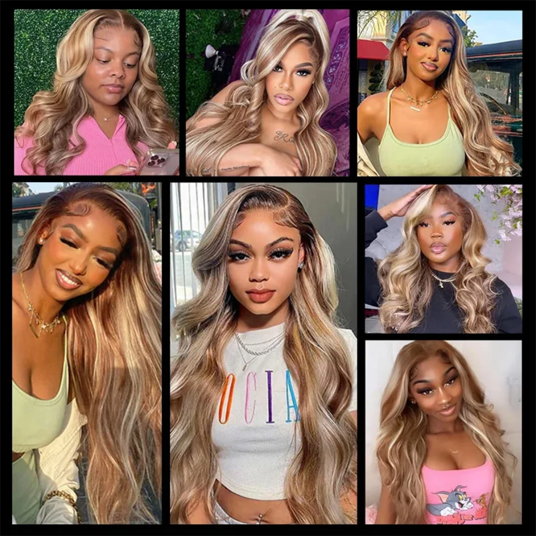 13X4/13X6 TRANSPARENT LACE FRONT OMBRE COLOR BODY WAVE WIG