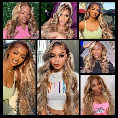 13X4/13X6 TRANSPARENT LACE FRONT OMBRE COLOR BODY WAVE WIG